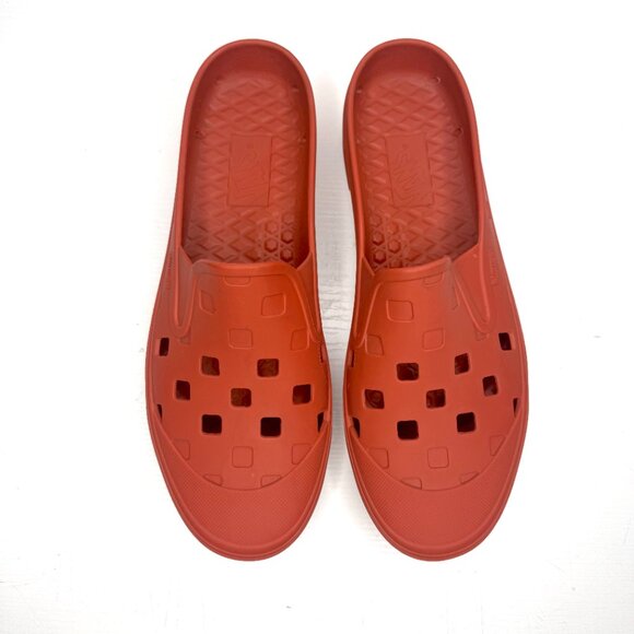 VANS Slip On Mule TRK Checkboard Print Casual Boat Shoes Sandals Mens 11 Orange - Picture 6 of 8